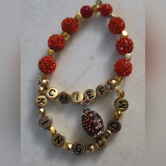 Taylor Swift CHIEFS  inspired Life of a Showgirl Stretchy Friendship Bracelet - Picture 5 of 9